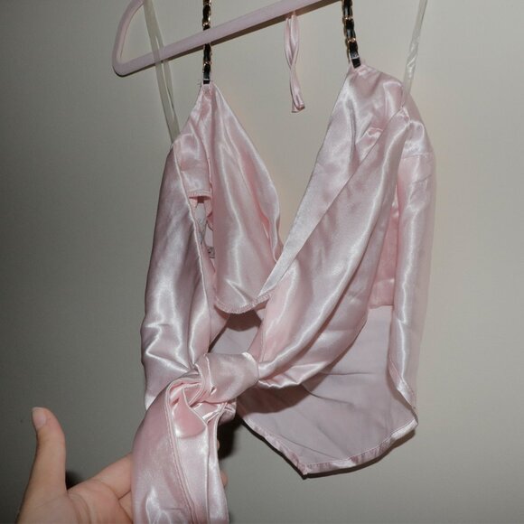 LIGHT PINK SATIN HALTER - Picture 5 of 11
